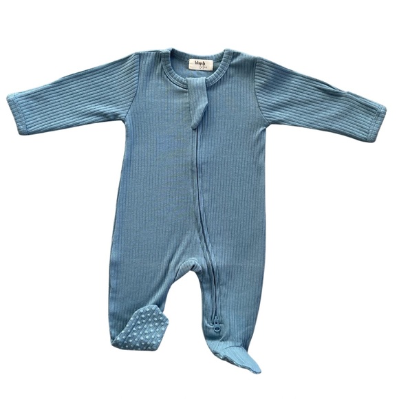 CERULEAN | Ribbed organic baby toddler footie - Picture 1 of 2